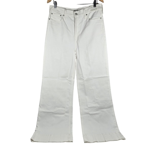 J Crew Wide Leg Trouser Jeans White Denim High Rise BM338 Size 31 NEW - Picture 1 of 13